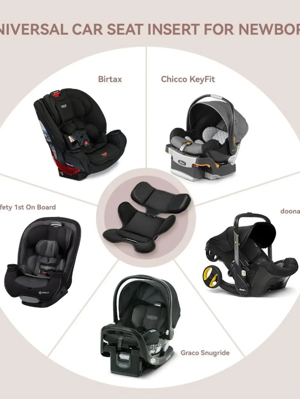 Black Infant Car Seat Insert 0-24 Months